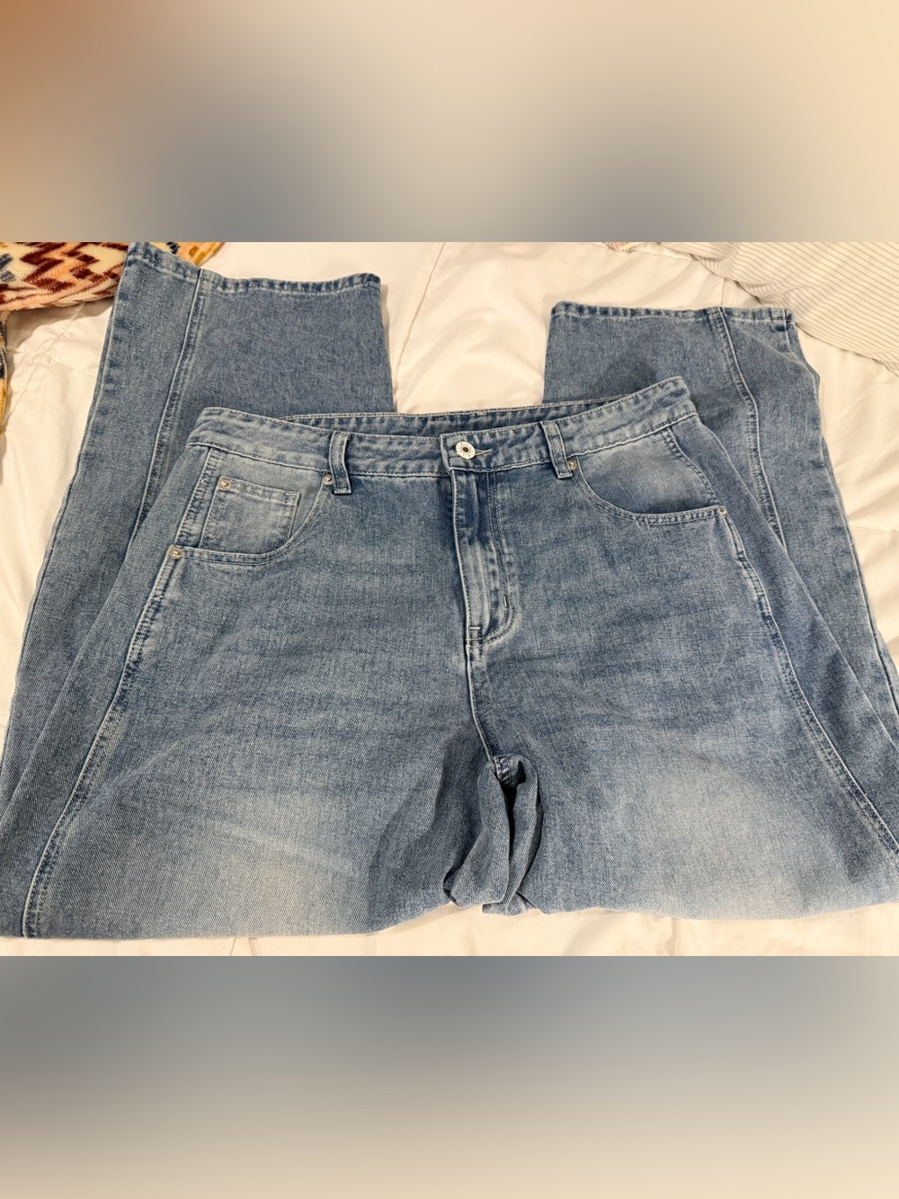 Light Wash High-Rise Straight Jeans